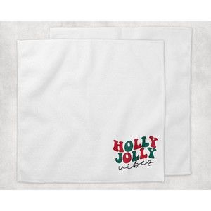 Holly Jolly Vibes Cursive Funny Christmas Hand Towel